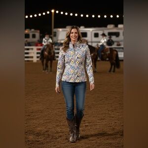 Hobby Horse Limited Edition Zip-front Fitted Show Blouse Size Large NWT